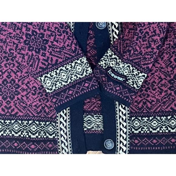 Icewear Iceland Maroon Wool Metallic Gold Cardigan Button Sweater Women’s S - Picture 8 of 10